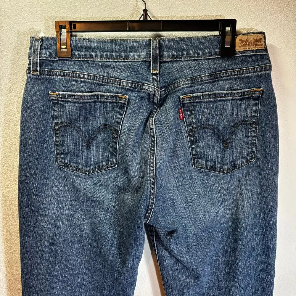 Levi’s 505 Straight Jeans Women’s 12 Mid Rise Stretch Blue Denim Classic Fit